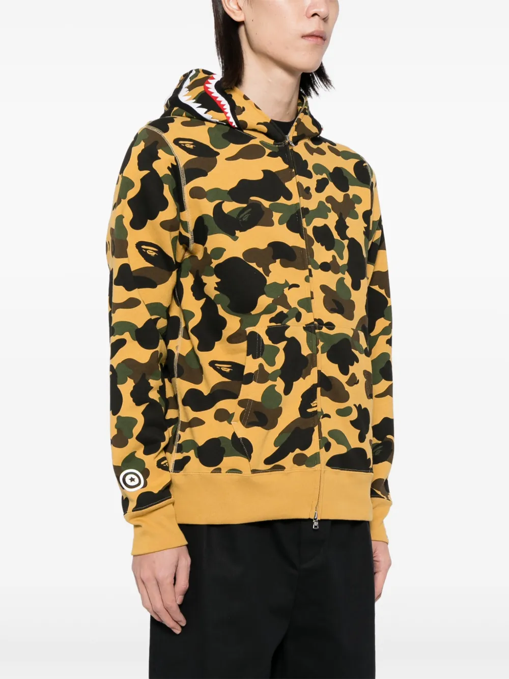 A BATHING APE Katoenen hoodie met logoprint Geel