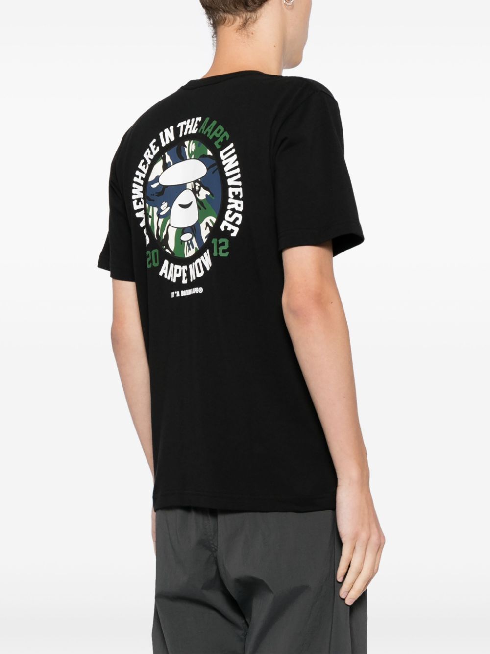 Shop Aape By A Bathing Ape Graphic-print Cotton T-shirt In 黑色