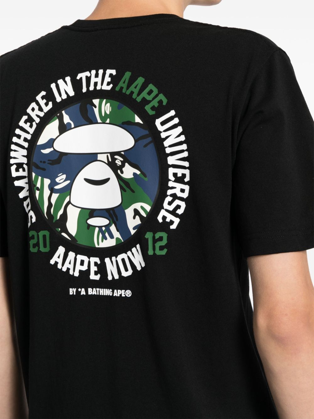 Shop Aape By A Bathing Ape Graphic-print Cotton T-shirt In 黑色