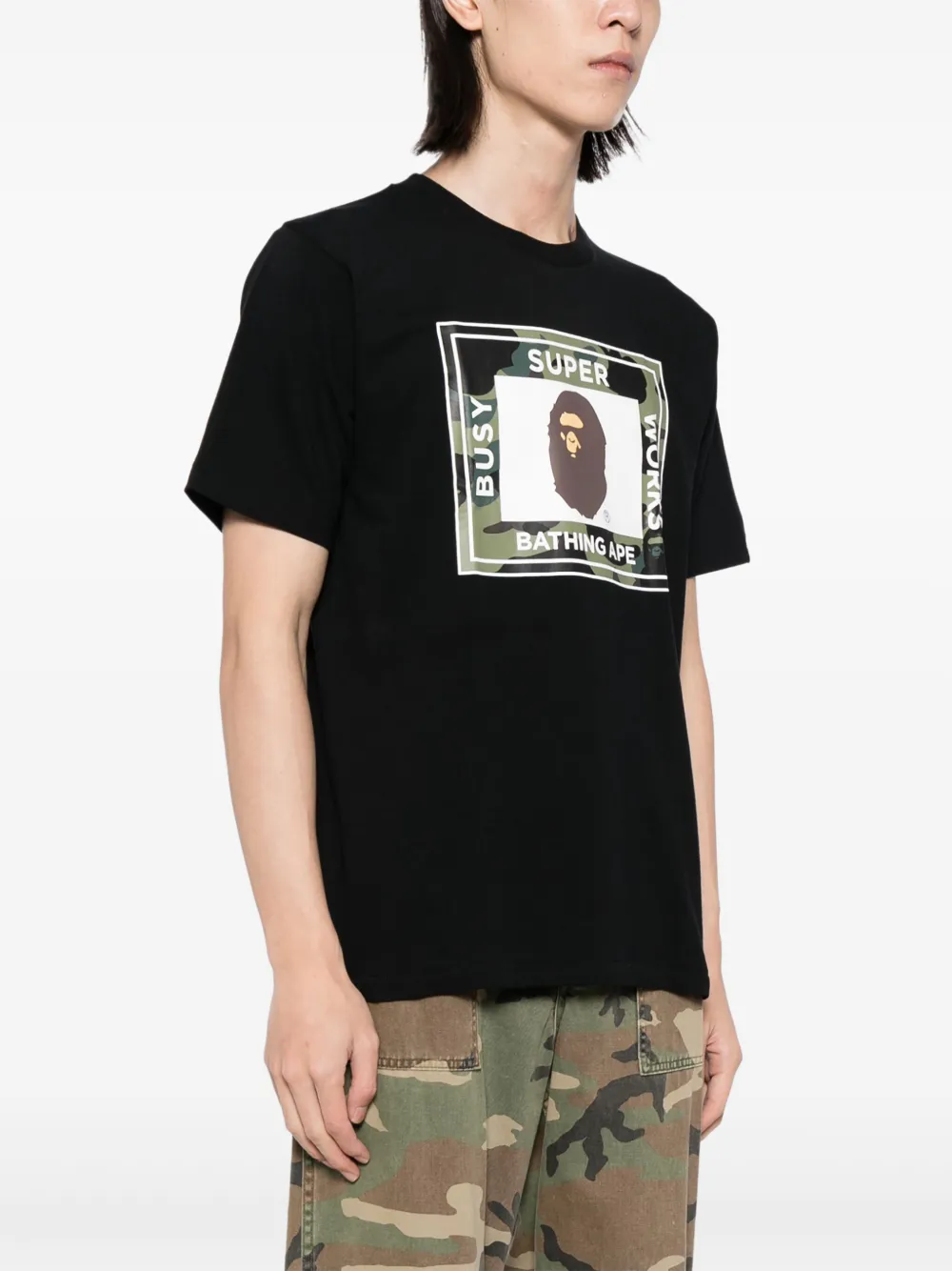 A BATHING APE Katoenen T-shirt met logoprint Zwart