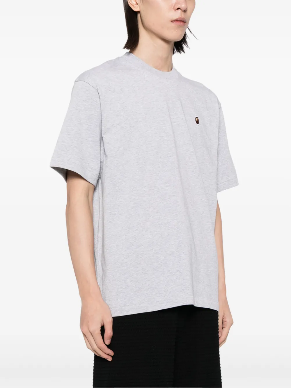 A BATHING APE Katoenen T-shirt met logo-applicatie Grijs