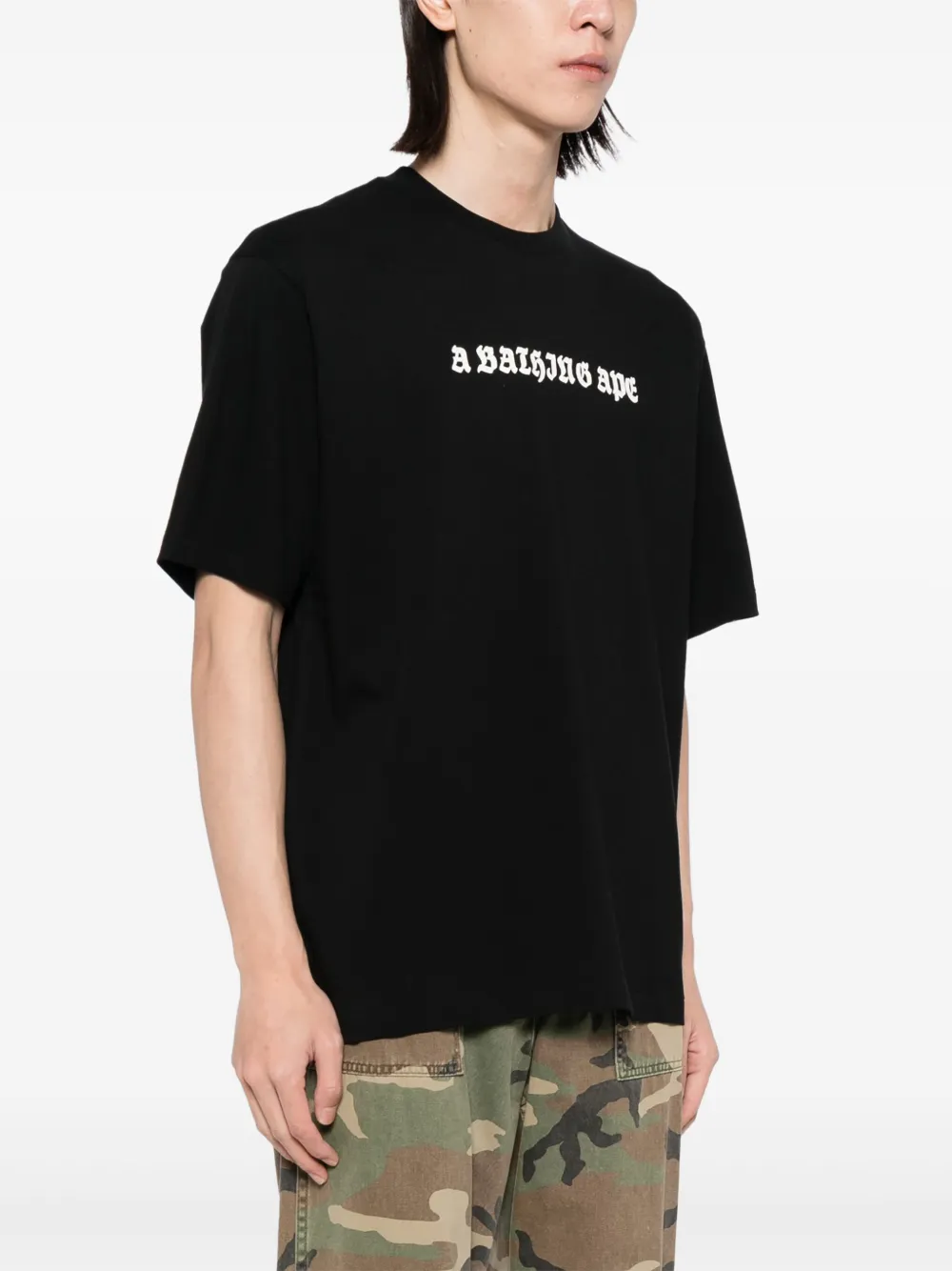 A BATHING APE Katoenen T-shirt met logoprint Zwart