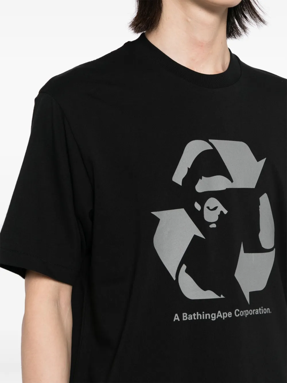 A BATHING APE Katoenen T-shirt met logoprint Zwart
