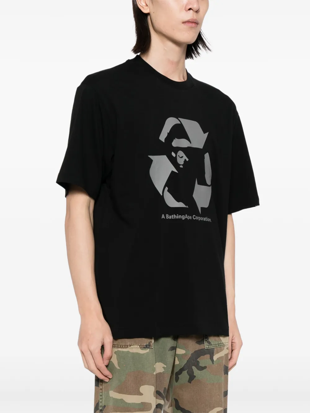 A BATHING APE Katoenen T-shirt met logoprint Zwart