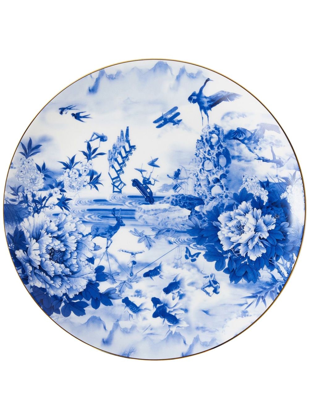 Shop Shanghai Tang X Jacky Tsai Large Peony Plate In Blue