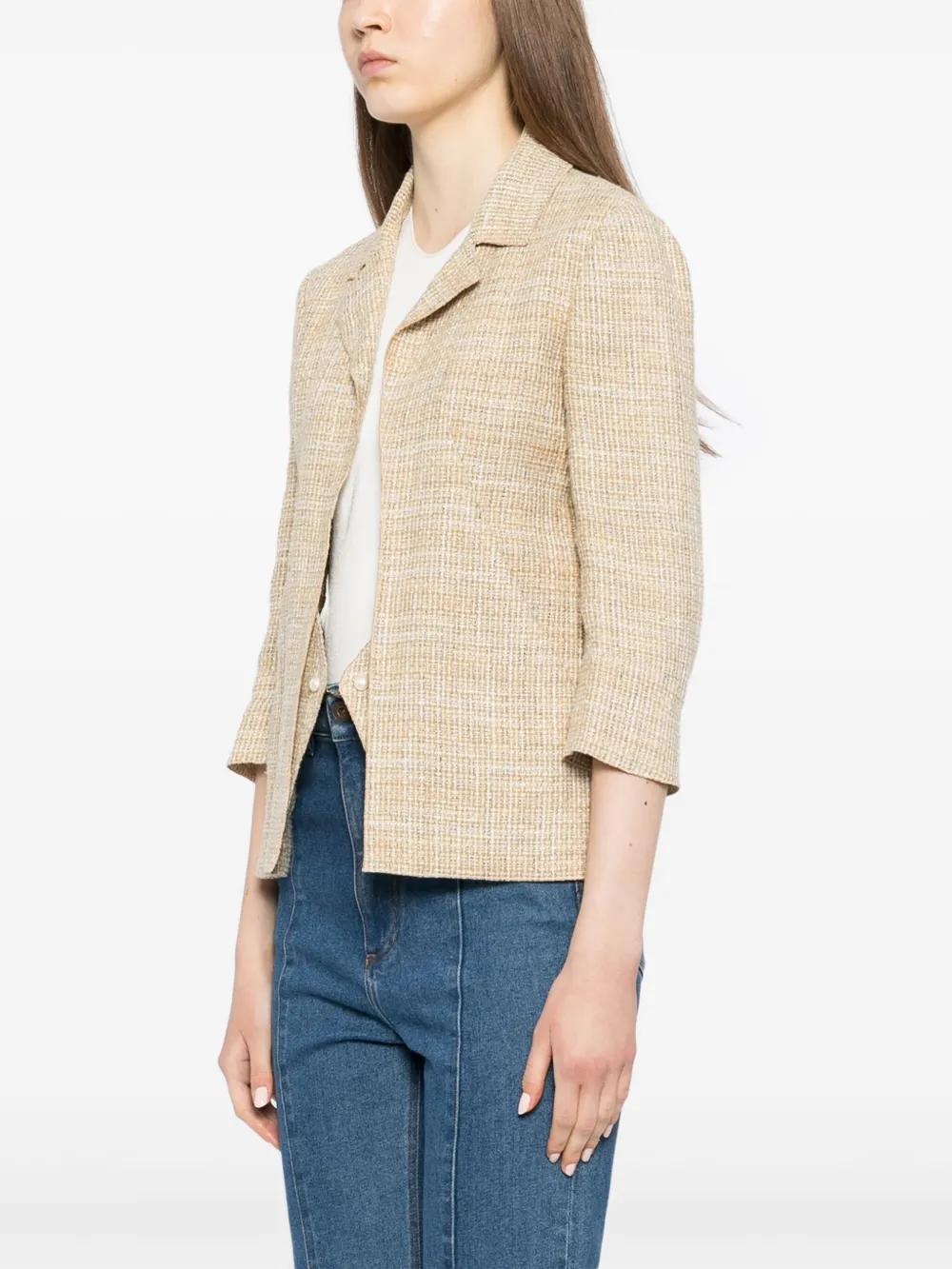 Pre-owned Chanel 2003 Tweed Jacket In Neutrals