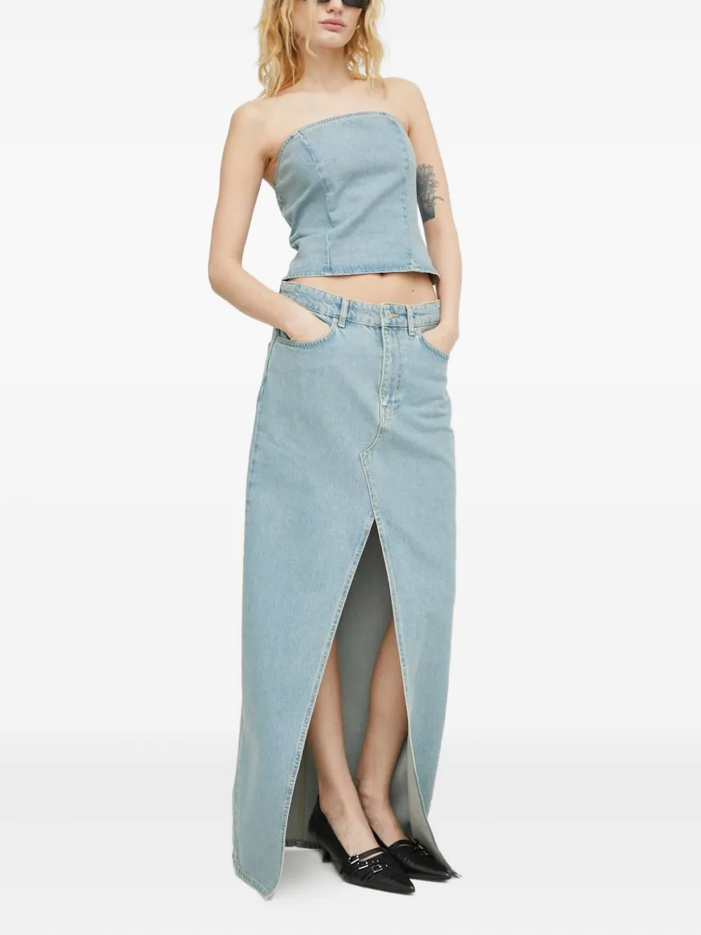  Won Hundred Belt-loop Maxi Skirt - Blue 