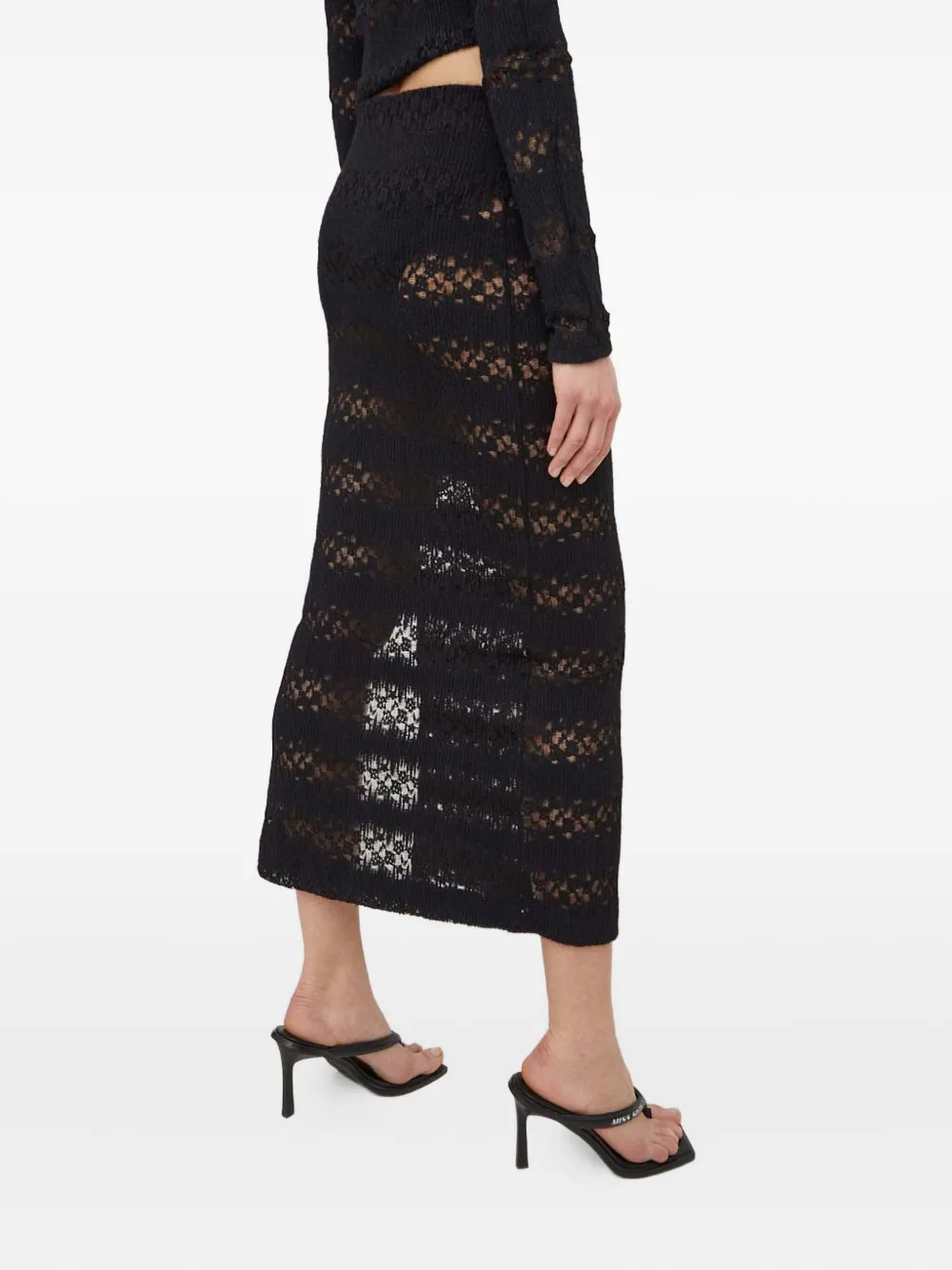 Won Hundred Side-slit Midi Skirt In Black