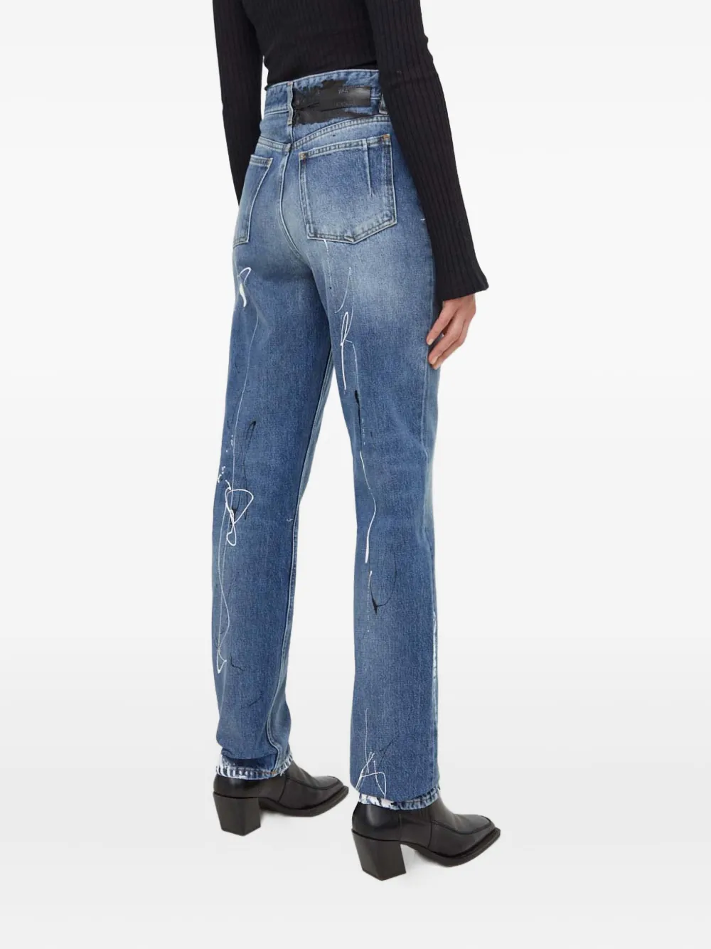 Won Hundred Jeans met verfdetail Blauw