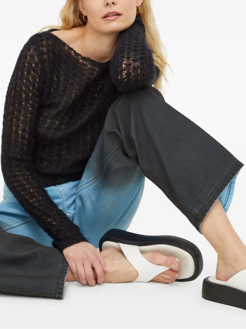  Won Hundred Open-knit Sweater - Black 