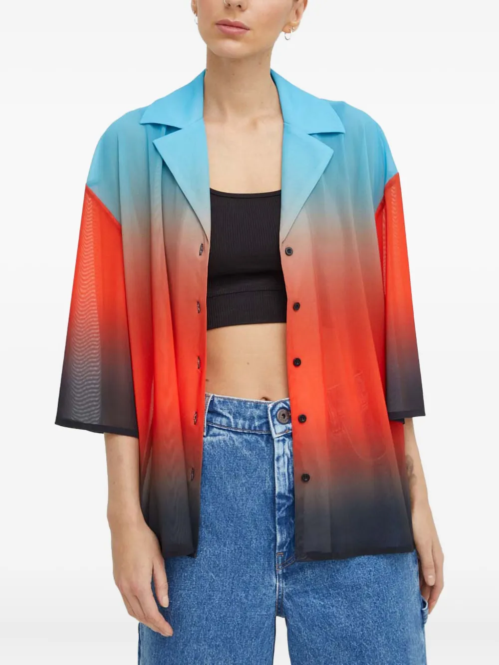 Won Hundred gradient-design shirt | Red | Image 1