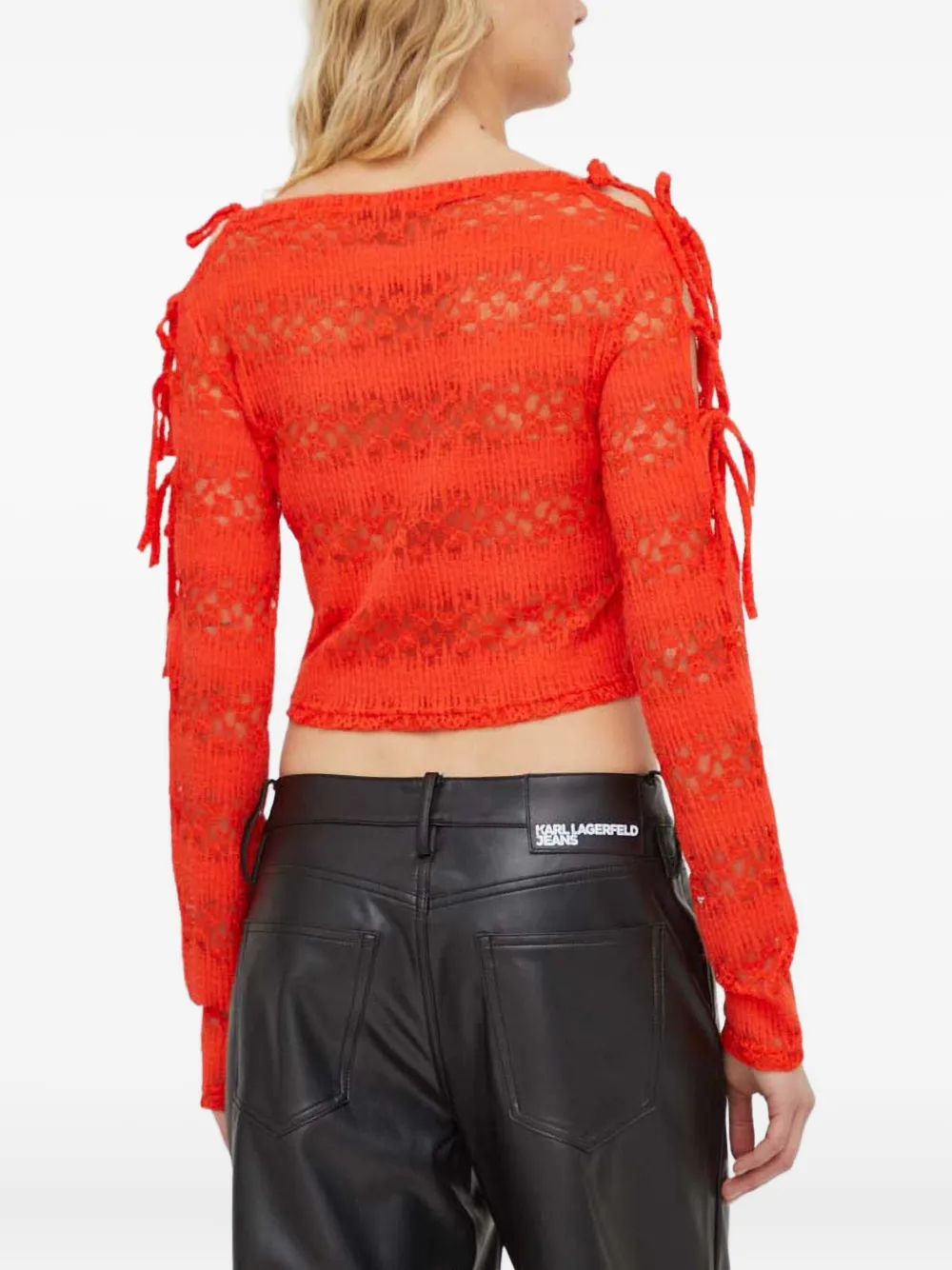 Won Hundred tie-detail open-knit top - Rood