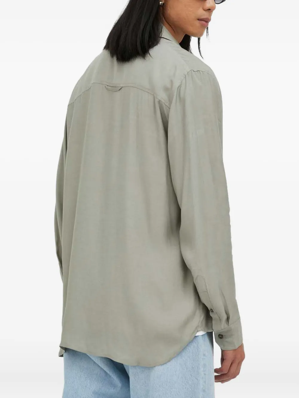  Won Hundred Button-fastening Shirt - Green 