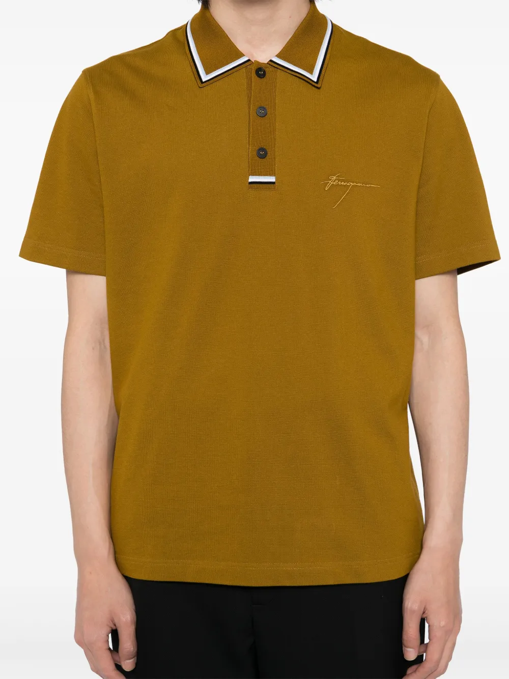 FERRAGAMO LOGO-EMBROIDERED POLO SHIRT