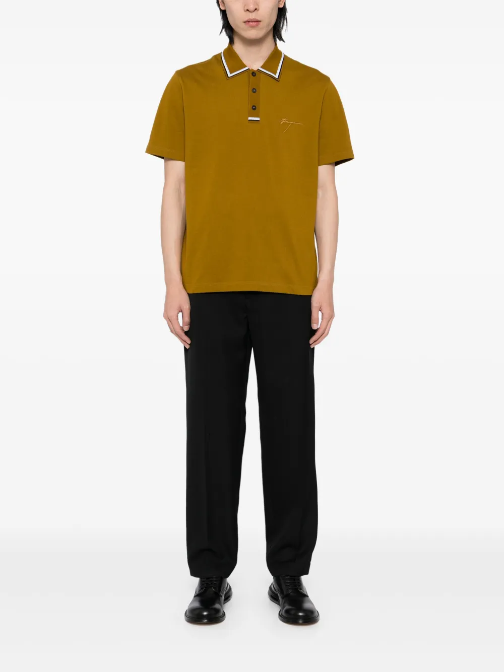 FERRAGAMO LOGO-EMBROIDERED POLO SHIRT