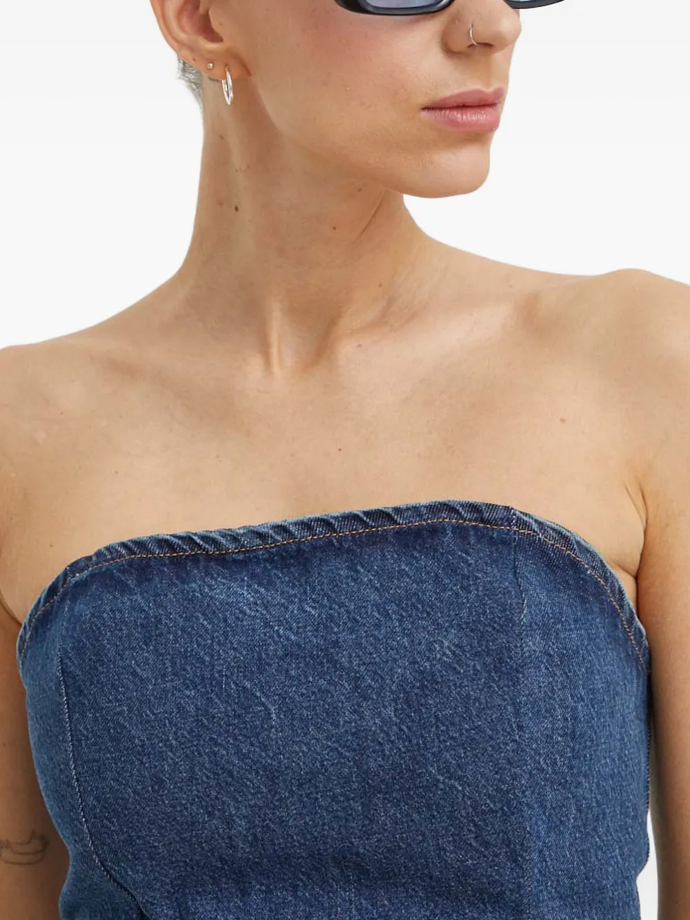 Won Hundred Strapless top met gestrikte rug Blauw