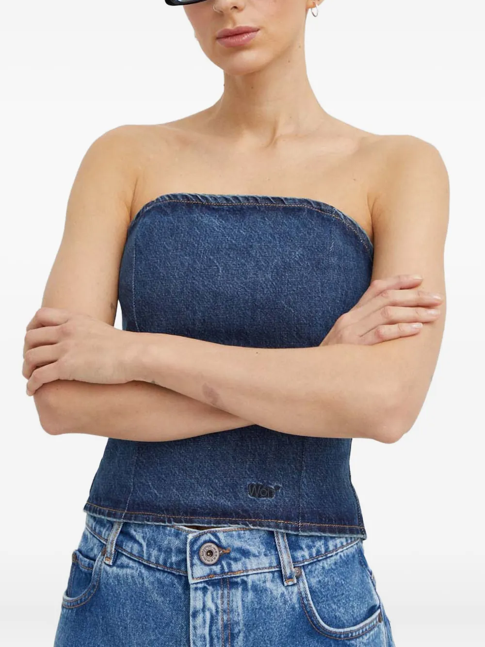 Won Hundred Strapless top met gestrikte rug Blauw