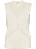 Jil Sander pointelle wool-cotton blend knitted top - Neutrals