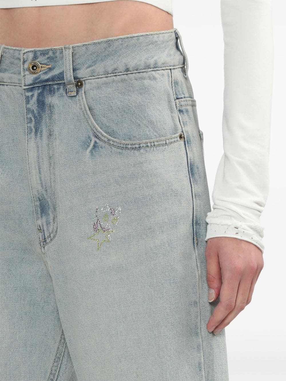 Shop We11 Done Rhinestone-embellished Jeans In Blue