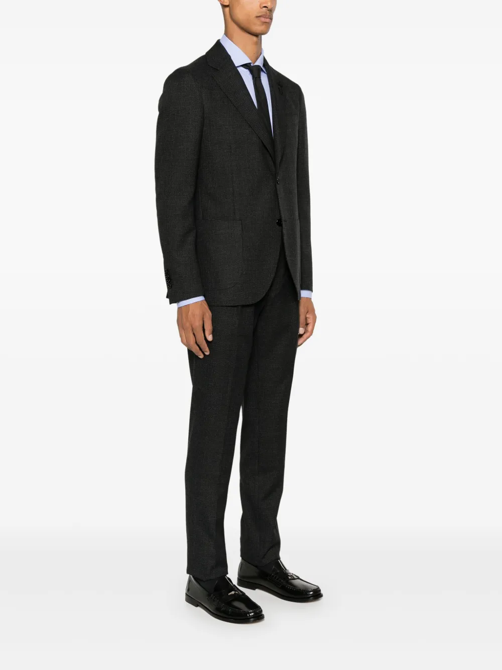  Lardini Dogtooth Suit - Black 