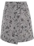 Ports 1961 floral-jacquard denim skirt - White