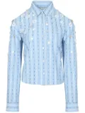 Ports 1961 floral-appliqué striped shirt - Blue