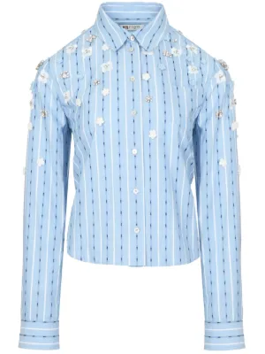 Geometric-print Sheer Blouse
