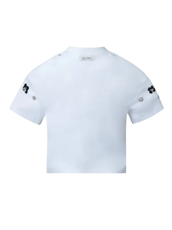 Ports 1961 Swarovski-embellished Crystal Flower T-shirt | White