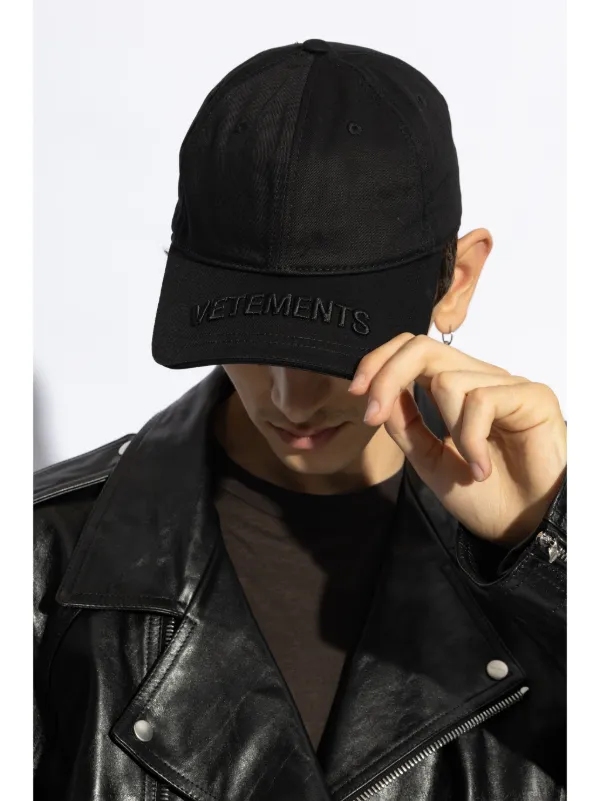 VETEMENTS logo-appliqué Cap | Black | FARFETCH