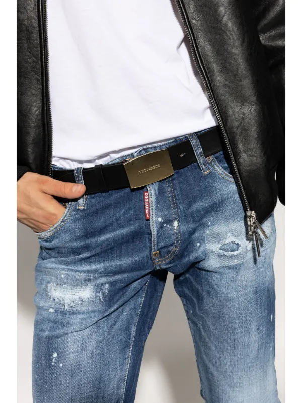 DSQUARED² エンボス加工レザーベルト DSQUARED2 ロゴエンボス ベルト | ブラック | FARFETCH JP