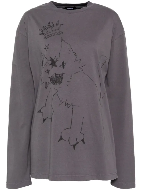 【人気商品！】We11done グレー Monster Tシャツ We11done Monster ロングTシャツ | グレー | FARFETCH JP