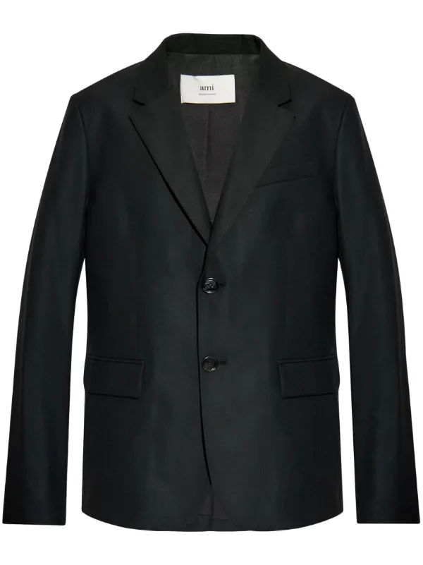 ジャケット Ami Paris Black single-breasted jacket in wool 24459530_54595696_600.jpg
