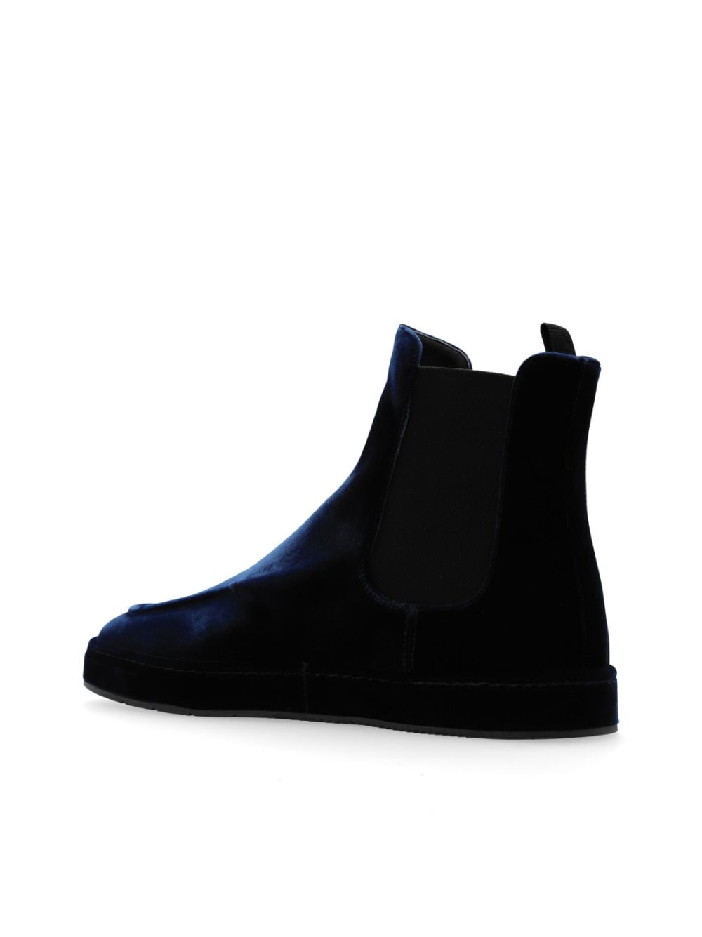 Shop Giorgio Armani Velvet Ankle Boots In Blue