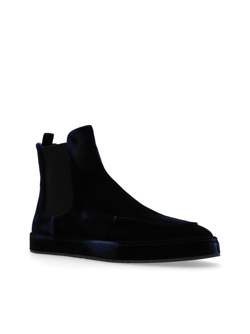 Shop Giorgio Armani Velvet Ankle Boots In Blue