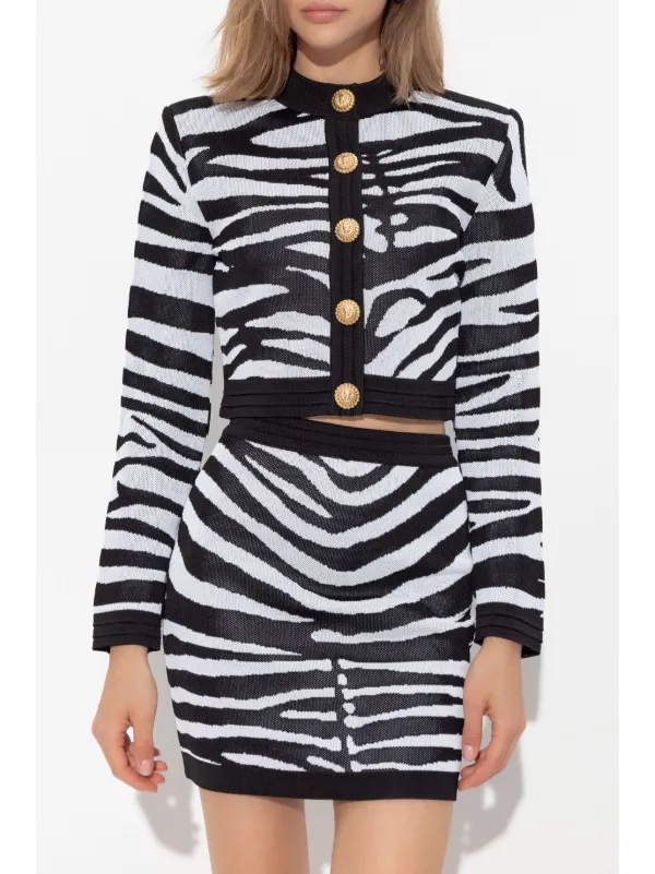 Balmain ゼブラプリント カーディガン | ブラック | FARFETCH JP