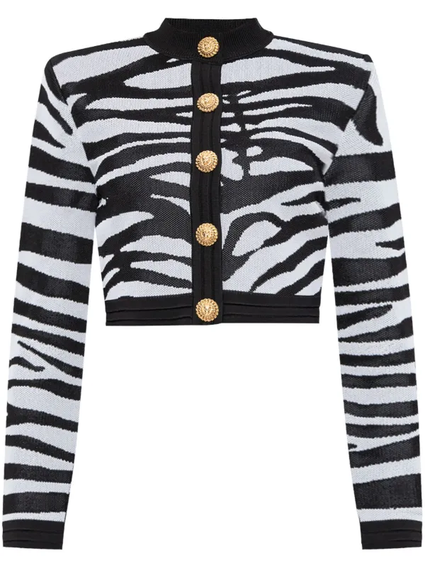 BALMAIN カーディガン Cropped knit cardigan white white - Women | BALMAIN