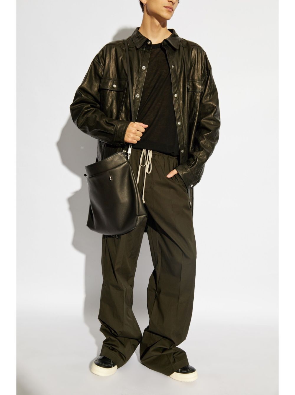 Rick Owens elongated leather shirt-jacket - Groen