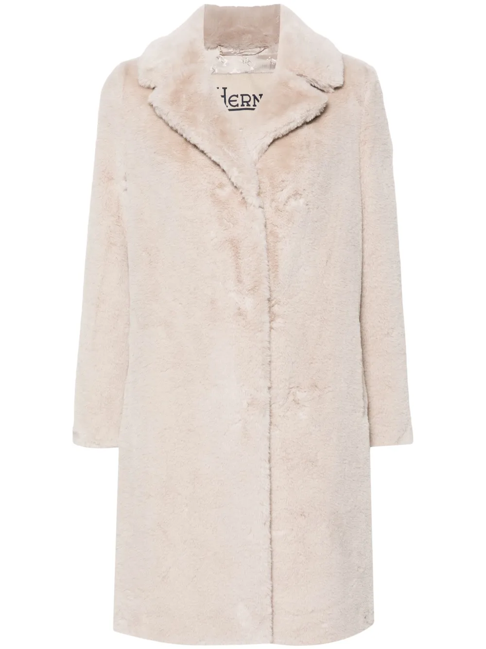 Herno Mid-length Faux-fur Coat In Neutrals