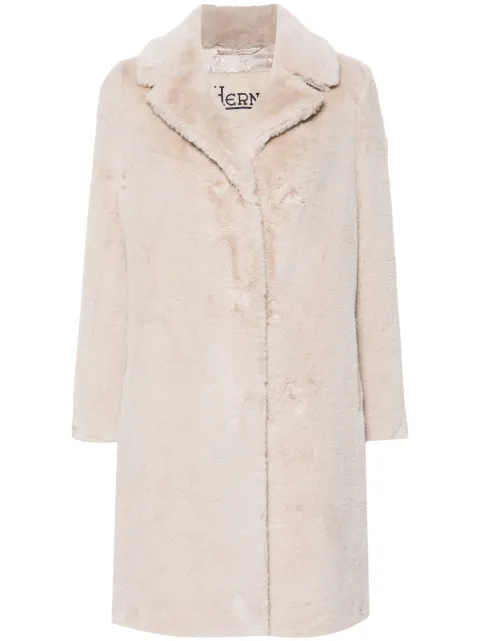 Herno faux-fur single-breasted coat