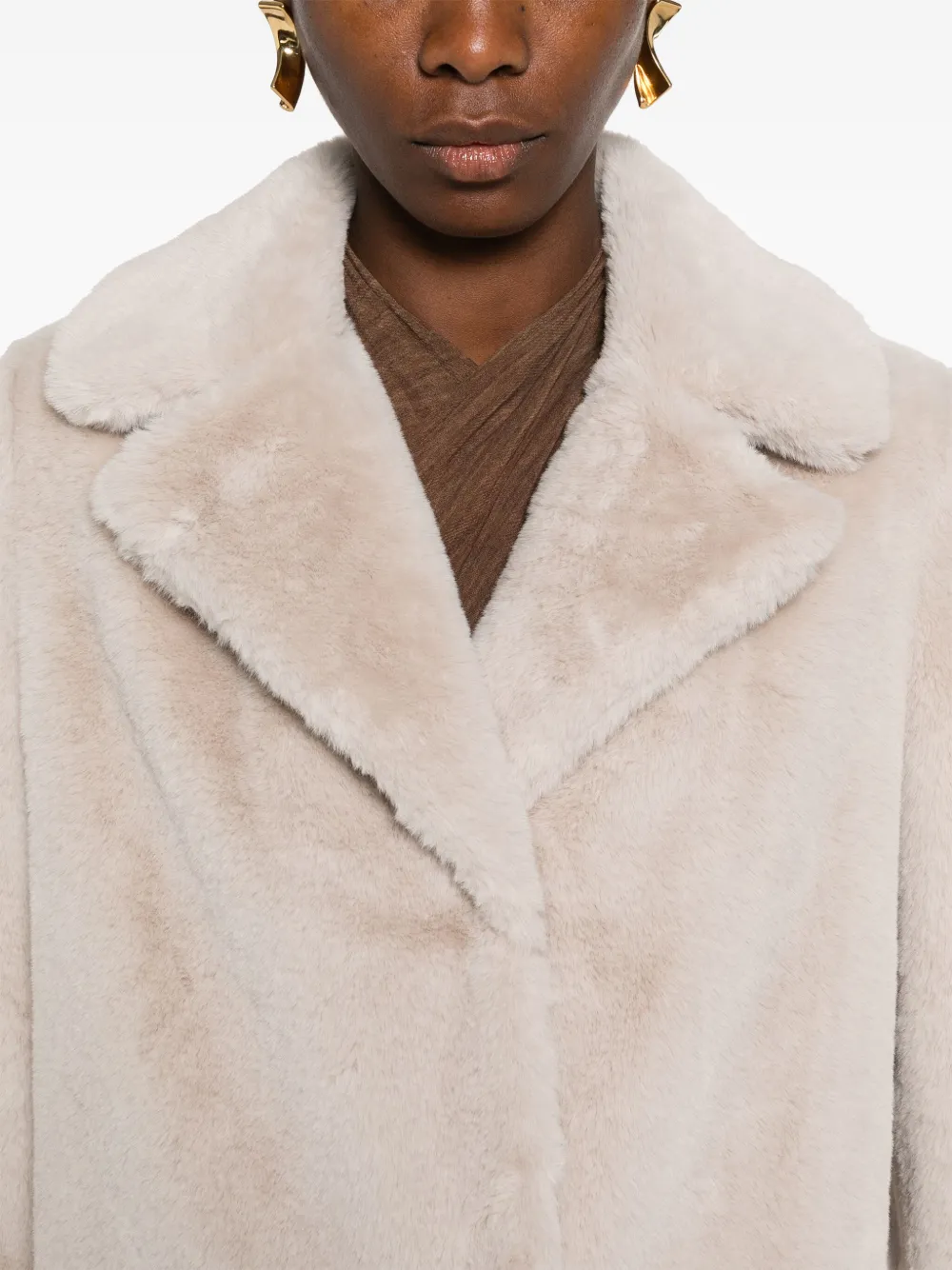 Herno Mid-length Faux-fur Coat In Neutrals