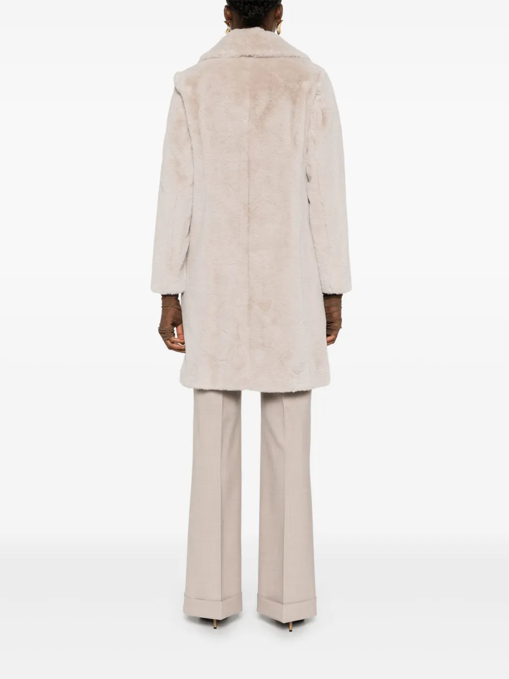 Herno Mid-length Faux-fur Coat In Neutrals