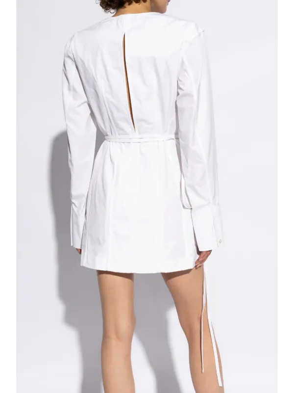 【送料&関税込】Off-White Slogan Print Dress Alexander Wang slit-detailing Wrap Dress | White | FARFETCH
