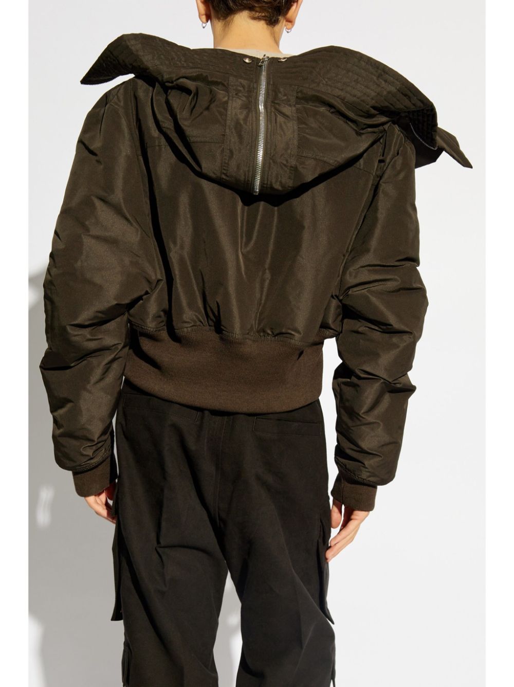 Shop Rick Owens Hooded Bomber Jacket In Brown