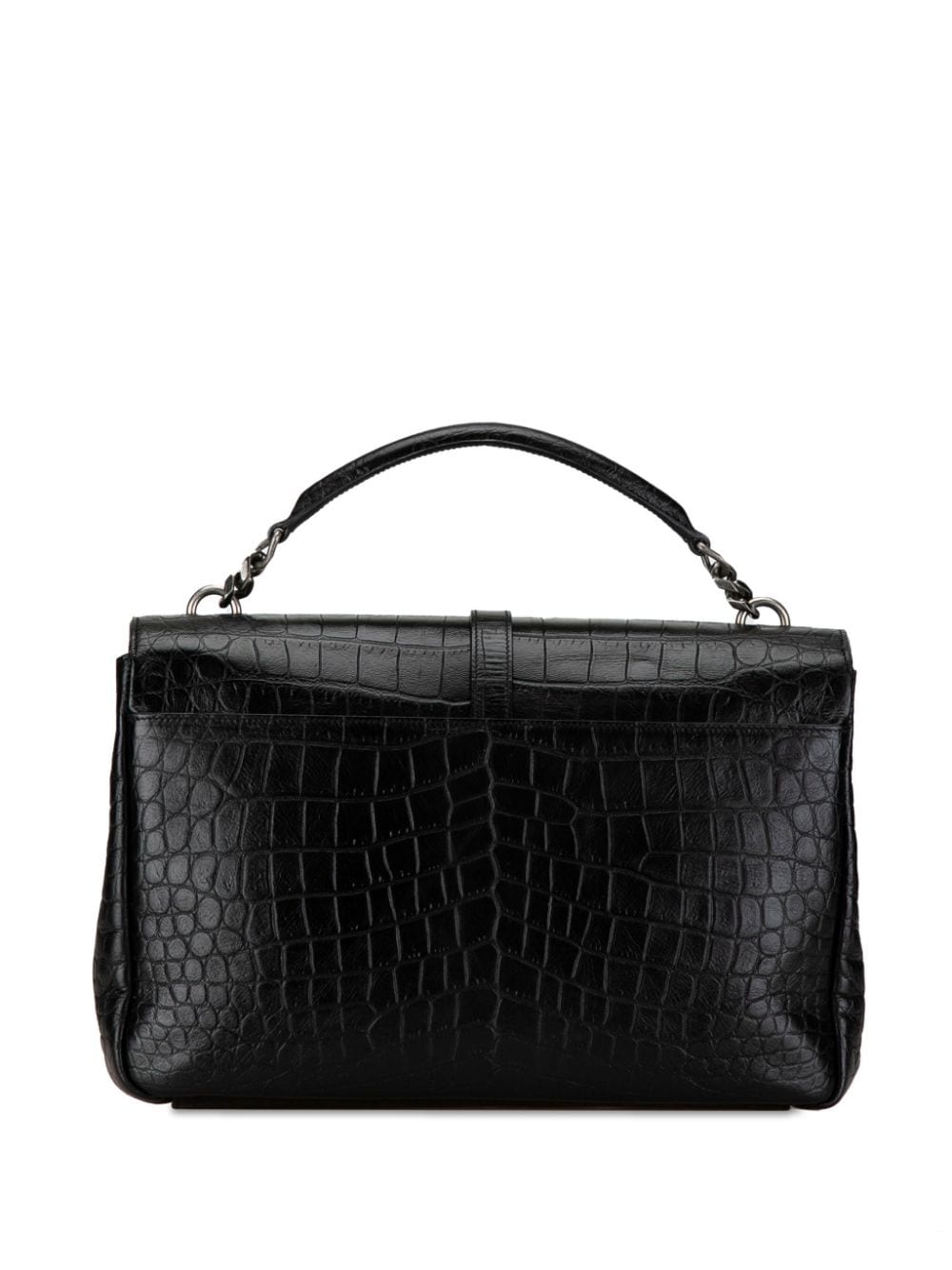 Saint Laurent Pre-Owned 2016 Large Croc Embossed Leather College satchel - Zwart