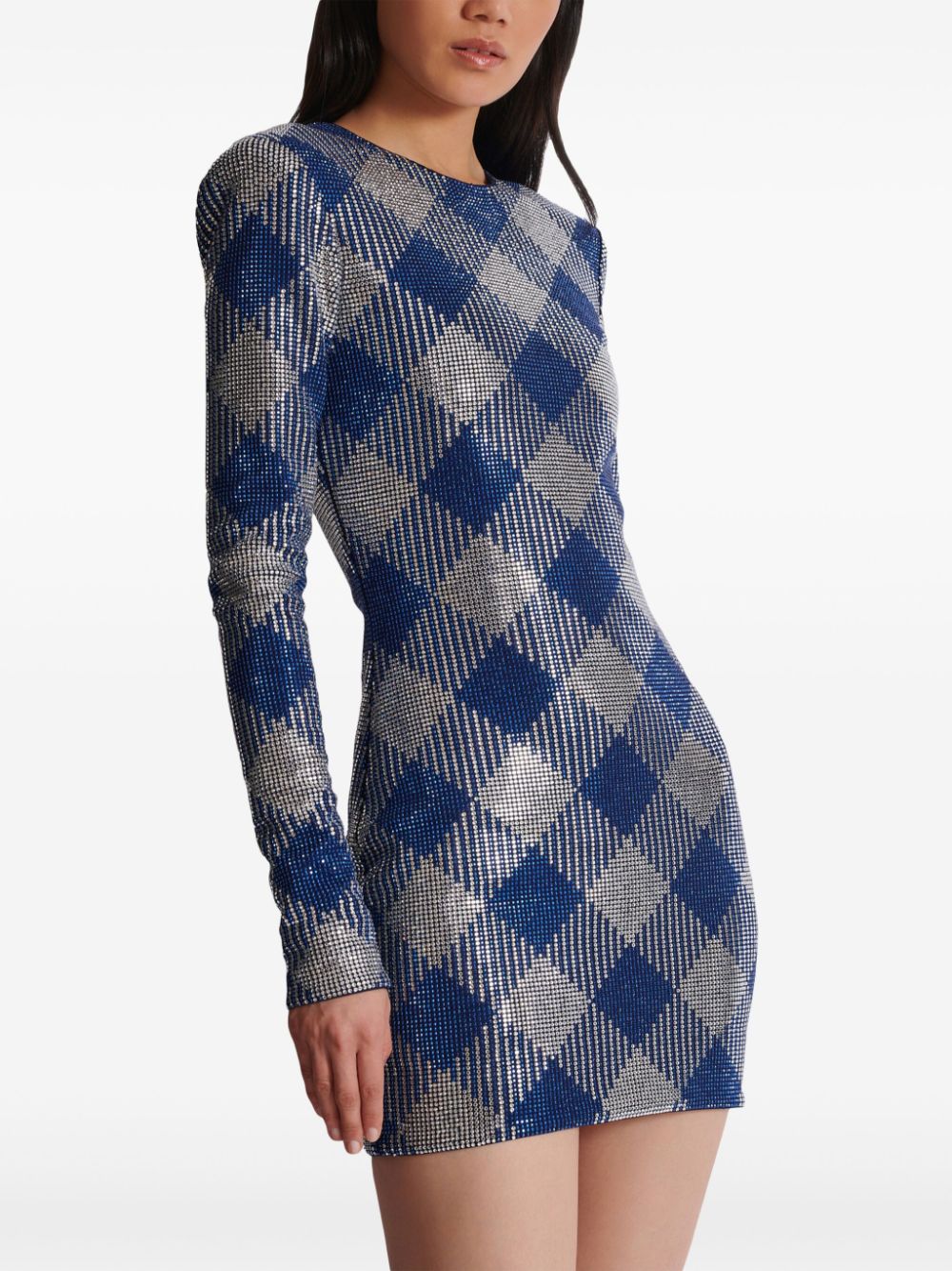 Balmain gingham rhinestone mini dress Women