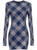 Balmain gingham rhinestone mini dress - Blue