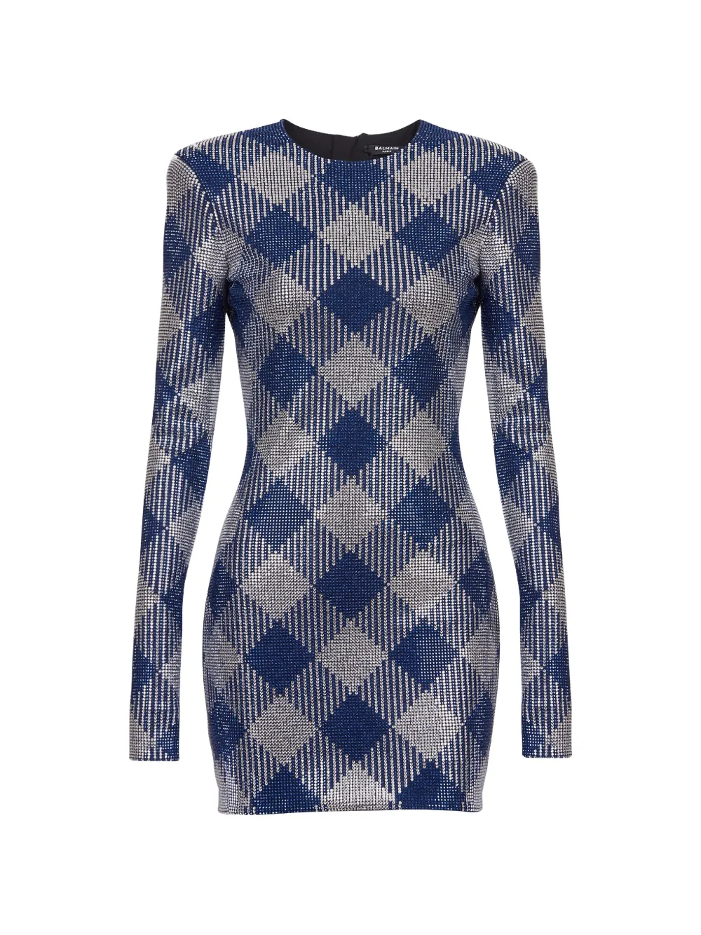 Balmain gingham rhinestone mini dress – Blue