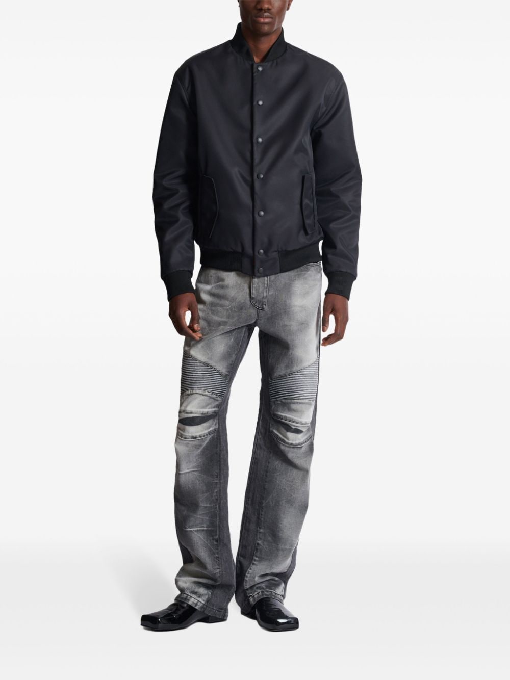 Balmain Biker jeans met geribbelde knie - Zwart