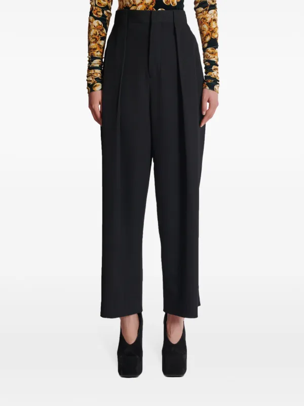 Balmain Pleated Grain De Poudre Trousers | Black | FARFETCH