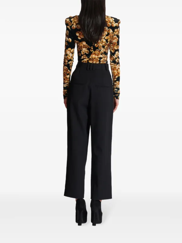 Balmain Pleated Grain De Poudre Trousers | Black | FARFETCH